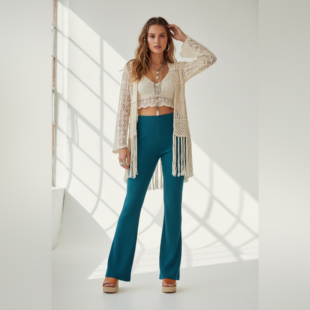 LuLaRoe • Kylie Corduroy Pull On Flare Pants • Teal
